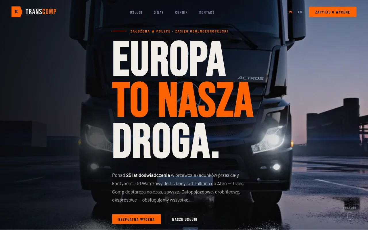 Screenshot strony Trans Comp